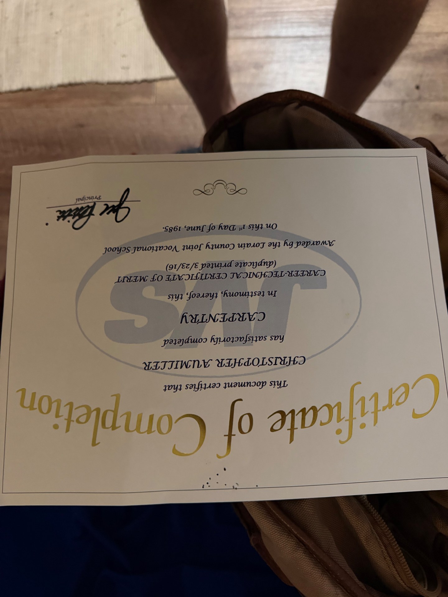 Carpentry Certificate