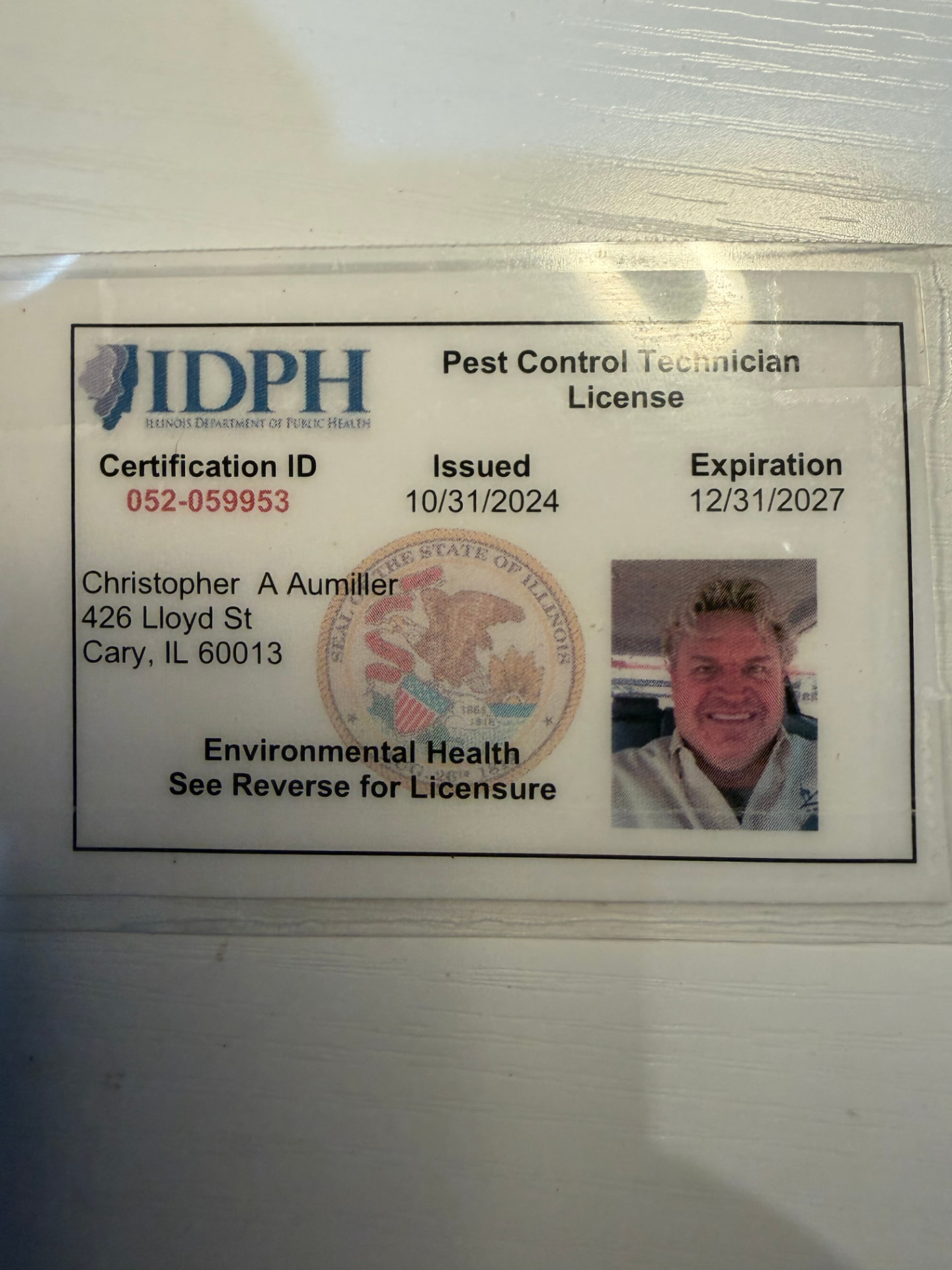 Pest Control Technician License